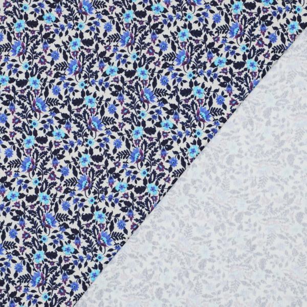 0,5 MTR. FROZEN WINTERBLÜMCHEN TÜRKIS/AUBERGINE FRENCH TERRY