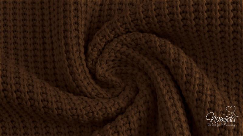 0,5 MTR.  BAUMWOLL GROBSTRICK  DuNKELBRaun  - STRICKSTOFF