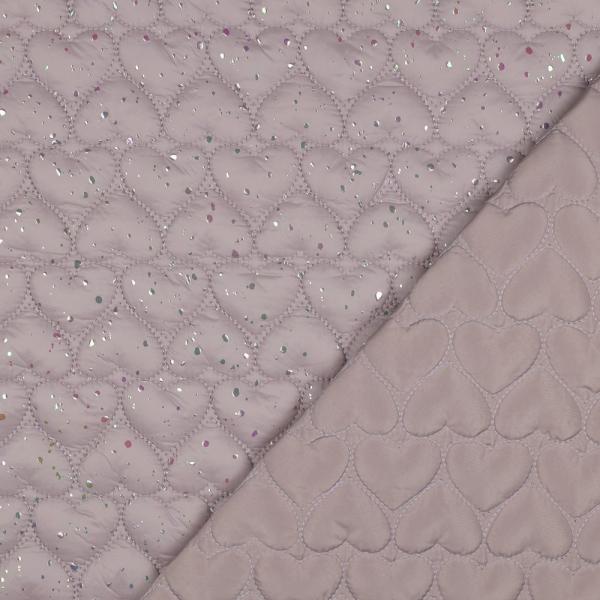 0,5 MTR. ♥ ABGESTEPPTER JACKENSTOFF GLITZER FOIL HERZEN ♥