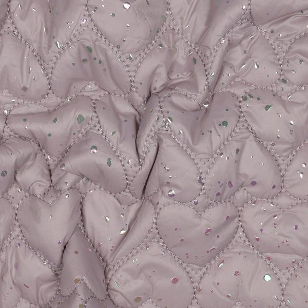 0,5 MTR. ♥ ABGESTEPPTER JACKENSTOFF GLITZER FOIL HERZEN ♥