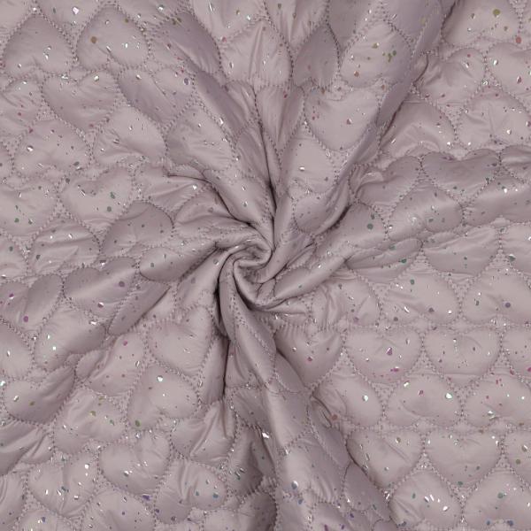 0,5 MTR. ♥ ABGESTEPPTER JACKENSTOFF GLITZER FOIL HERZEN ♥