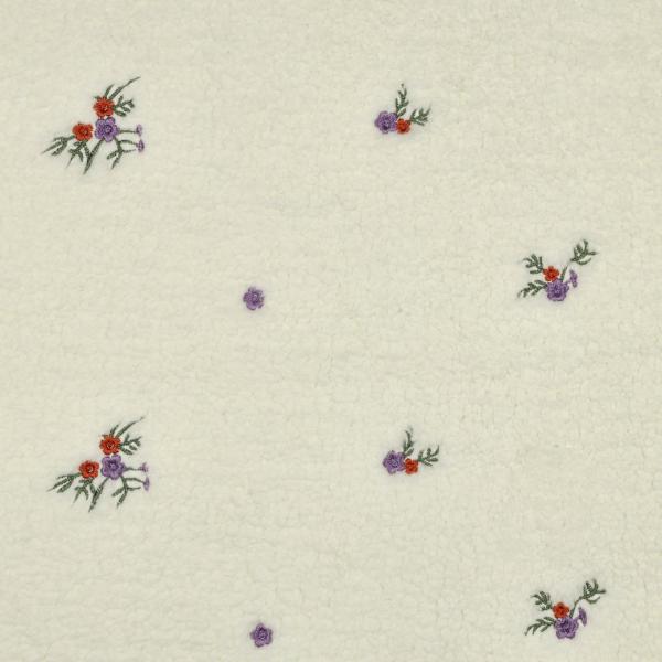 0,5 MTR. ♥ TEDDY GESTICKTE BLÜMCHEN NATUR ♥