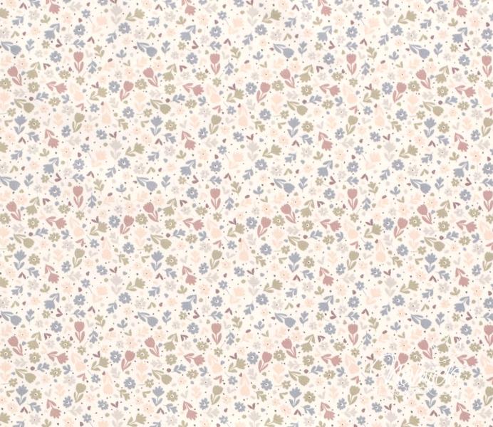 0,5 MTR.  STREUBLÜMCHEN APRICOT/DUSTYBLUE/KHAKI - JERSEY