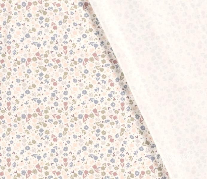 0,5 MTR.  STREUBLÜMCHEN APRICOT/DUSTYBLUE/KHAKI - JERSEY
