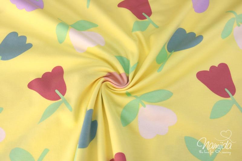 0,50 MTR. ♥ SPRING DAISIES LEMON JERSEY ♥