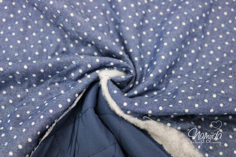 0,5 MTR. ♥ ABGESTEPPTER JACKENSTOFF PÜNKTCHEN JEANS ♥