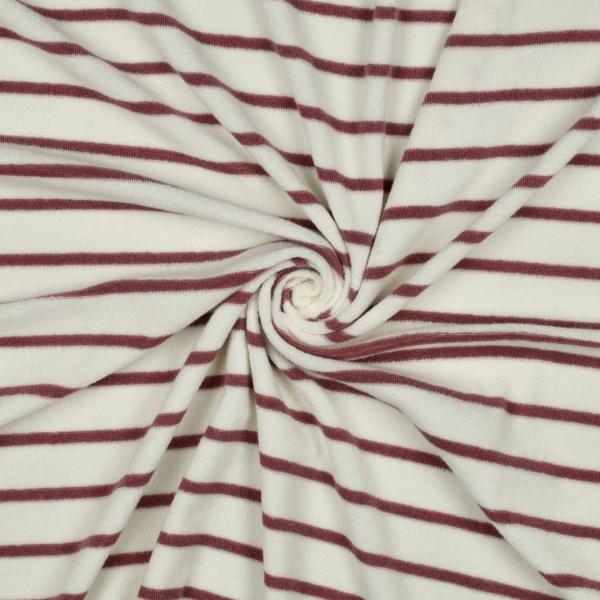 0,5 MTR. ♥ FROTTEE STREIFEN ECRU/MAUVE ♥