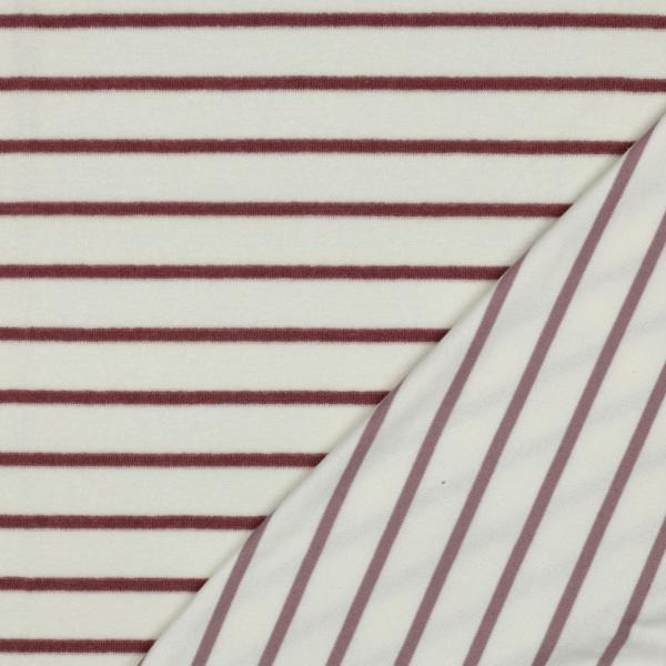 0,5 MTR. ♥ FROTTEE STREIFEN ECRU/MAUVE ♥