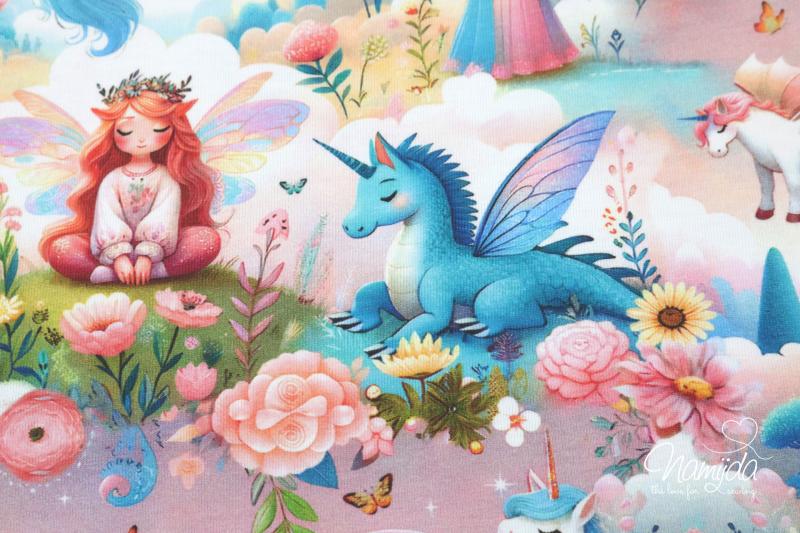 0,50 MTR.  FEEN & EINHORN WIESE ROSE JERSEY