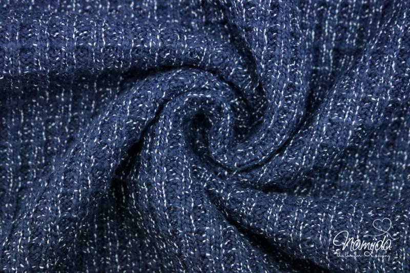 0,5 MTR.  BAUMWOLL STRICKSTOFF WAFFLE - NaVY Meliert