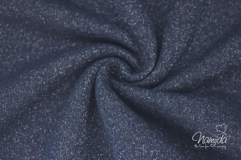 RESTSTÜCK 1,40 MTR. KuSCHLIGER GLITZER SWEAT - NAVY