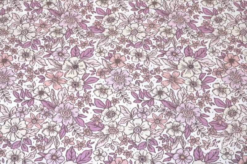 0,5 MTR. FLOWERS LAVENDEL BAUMWoLLE - BAUMWOLL POPELINE
