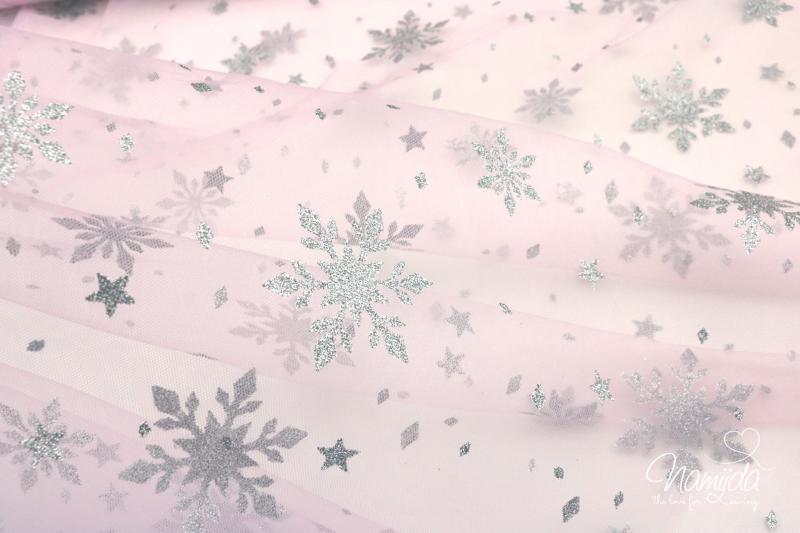 0,5 MTR. ♥ WEICHER EISKRISTALL TüLL ROSE  ♥