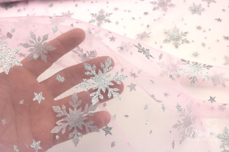 0,5 MTR. ♥ WEICHER EISKRISTALL TüLL ROSE  ♥
