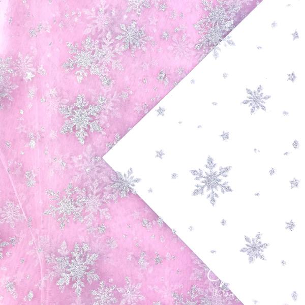 0,5 MTR. ♥ WEICHER EISKRISTALL TüLL ROSE  ♥