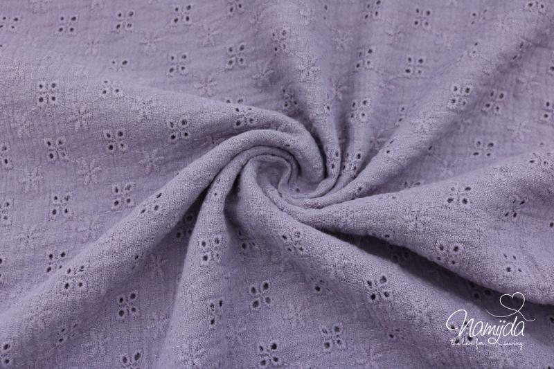 0,5 MTR. ♥ LoCHSTICKEREI  MuSSELIN - ANTIKLILA - DouBLE GAUZE ♥