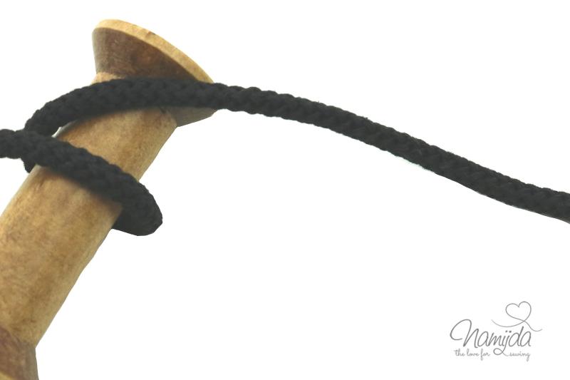 1 MTR. ♥ Geflochtene Hoodie Kordel SCHWARZ 8mm ♥