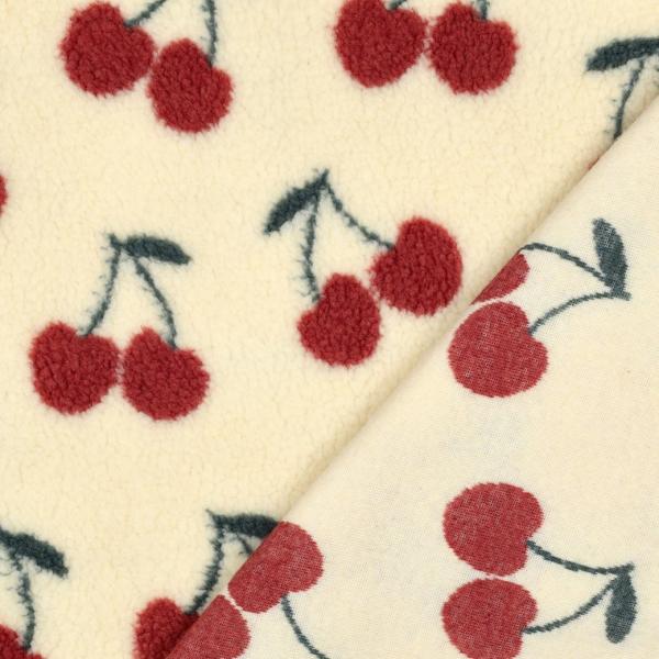 0,5 MTR. ♥ TEDDY JACQUARD KIRSCHEN NATUR ♥