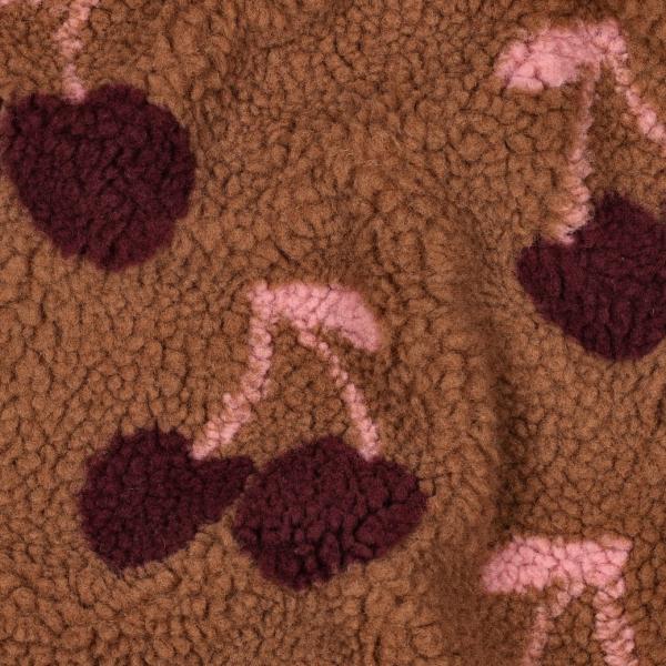 0,5 MTR. ♥ TEDDY JACQUARD KIRSCHEN BRAUN ♥