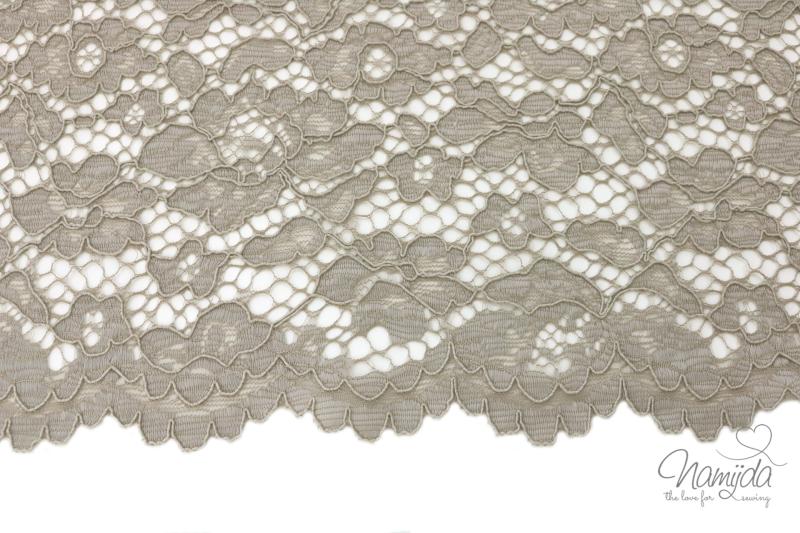 0,5 MTR. ♥ SPITZE BLüTeNTRAUM - TAUPE/SAND - Spitzenstoff ♥