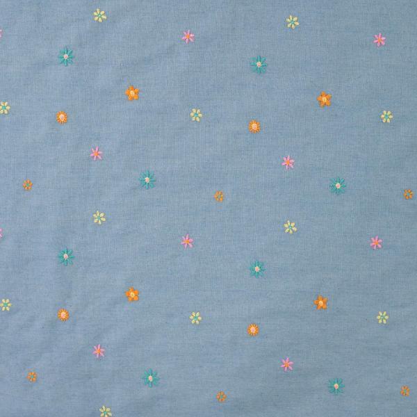 0,5 MTR. JEANS CHAMBRAY BLÜMCHEN