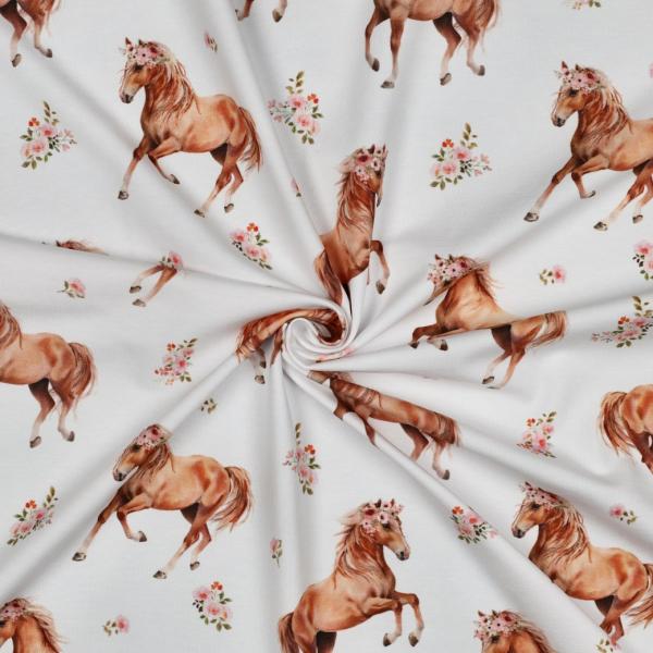 0,50 MTR.  ♥ PFERDETRAUM WEISS DIGITAL JERSEY ♥