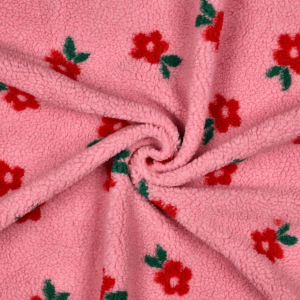 0,5 MTR. ♥ TEDDY KUSCHEL DAISY BLÜMCHEN ROSA ♥