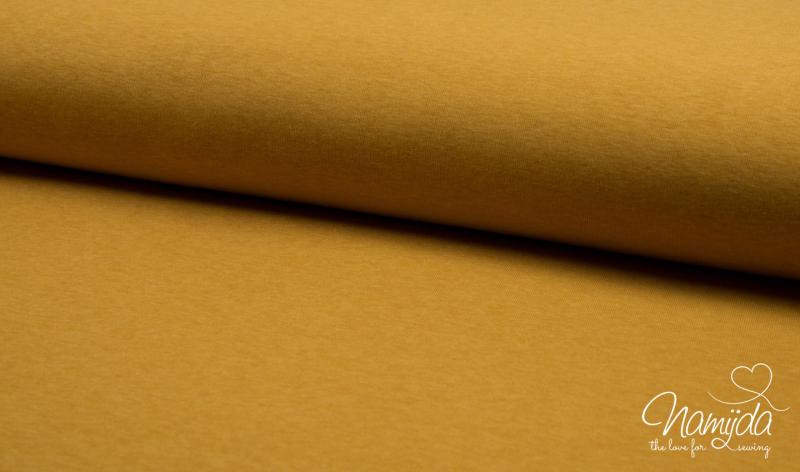 0,5 MTR. KuSCHLIG WEICHER BAUMWOLL SWEAT - SENF MELANGE