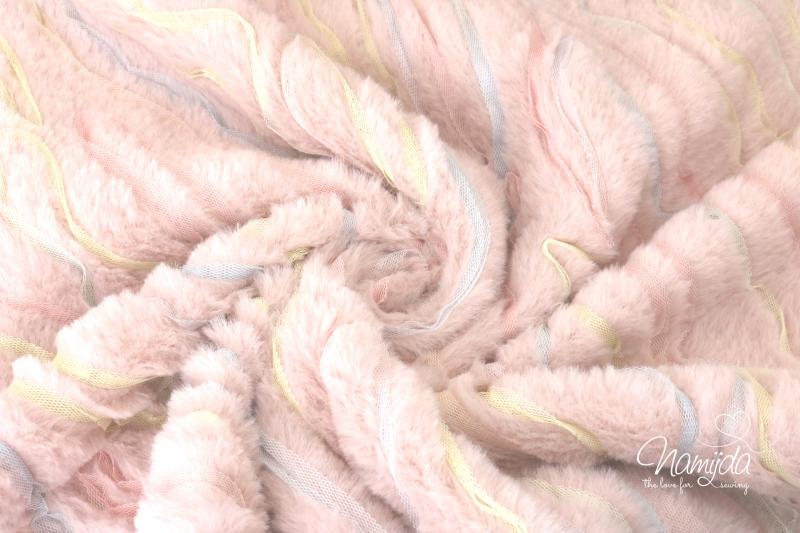 0,5 MTR.♥ KUNSTFELL REGENBOGEN TÜLL TRAUM ROSE ♥