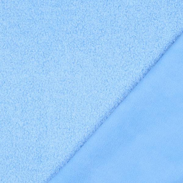 0,5 MTR. ♥ TEDDY BOUCLE  - FLEECE INNENSEITE   DOUBLEFACE HELLBLAU ♥