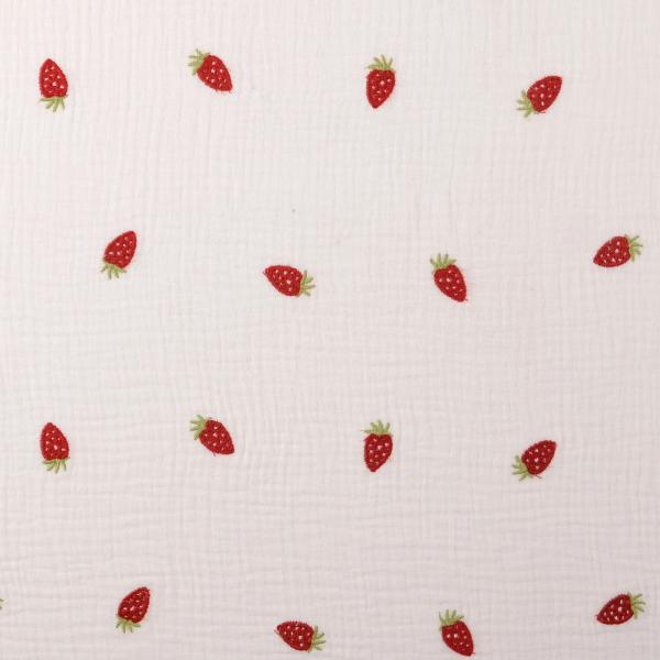0,5 MTR. ♥ MuSSELIN GESTICKTE ERDBEEREN ♥