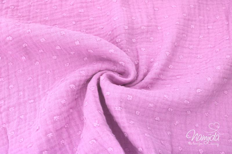 0,5 MTR. ♥ DoTTY MuSSELIN - PINK - DouBLE GAUZE ♥