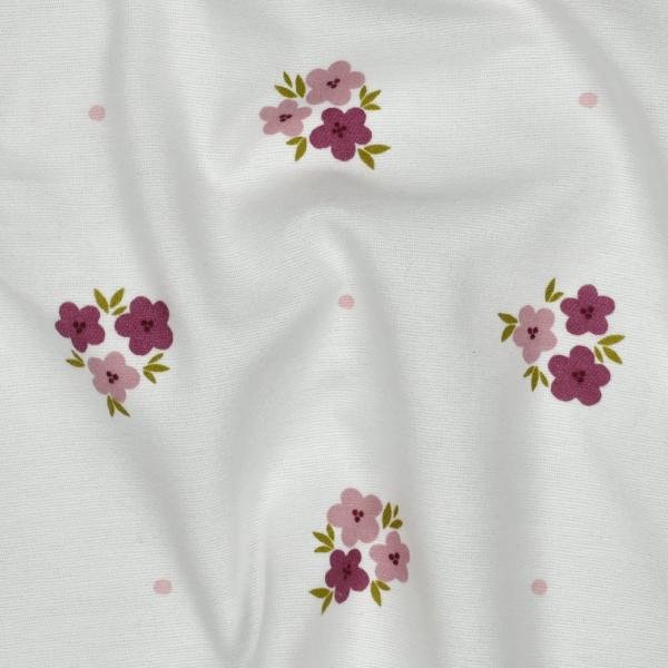 0,5 MTR. FLANNEL BLÜMCHEN NATUR 100% BAUMWOLLE