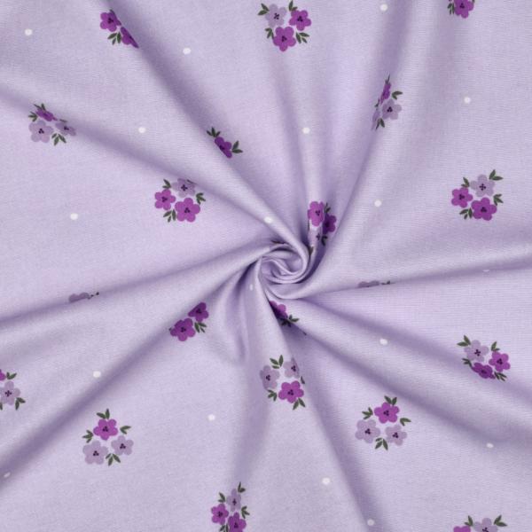 0,5 MTR. FLANNEL BLÜMCHEN FLIEDER 100% BAUMWOLLE
