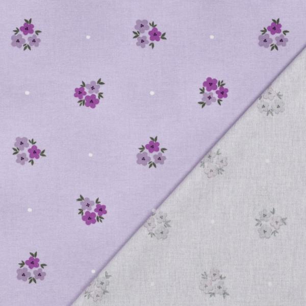 0,5 MTR. FLANNEL BLÜMCHEN FLIEDER 100% BAUMWOLLE