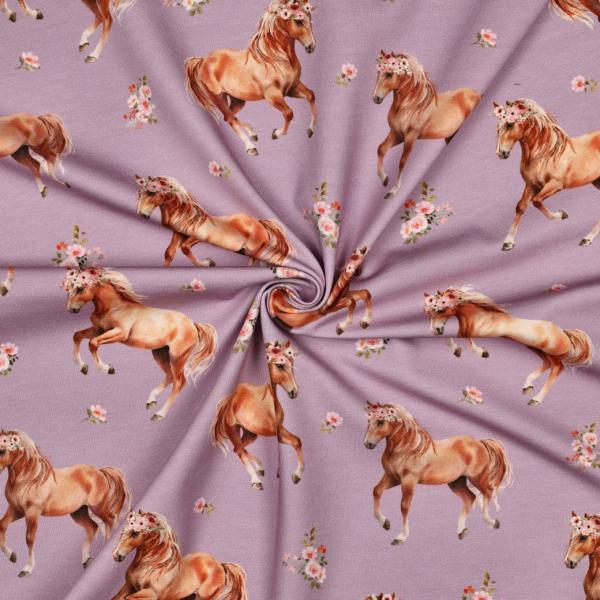 0,50 MTR.  ♥ PFERDETRAUM LAVENDEL DIGITAL JERSEY ♥