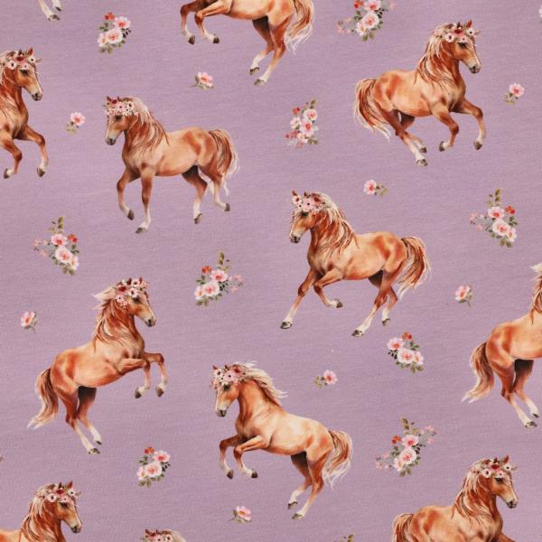 0,50 MTR.  ♥ PFERDETRAUM LAVENDEL DIGITAL JERSEY ♥