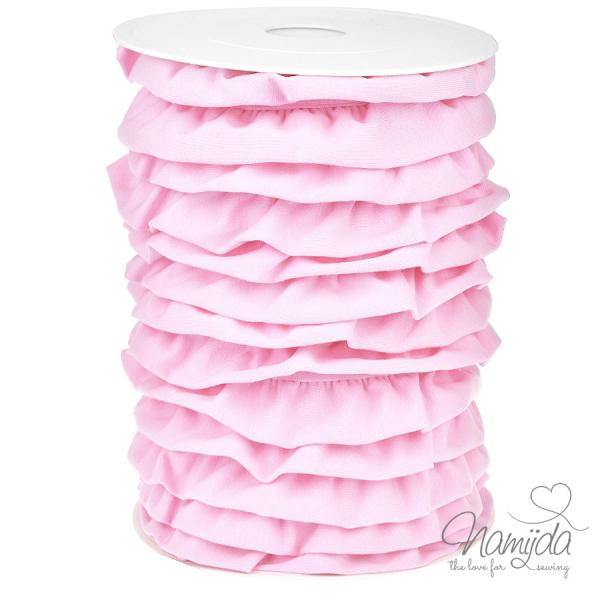 1 MTR. ♥JERSEY VOLANT RüSCHE - HellRosa - 30mm ♥