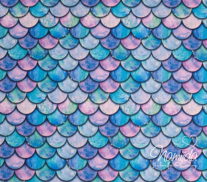 0,5 MTR.  ♥ BADESTOFF LYCRA MERMAID FIN AQUA UPF50 ♥