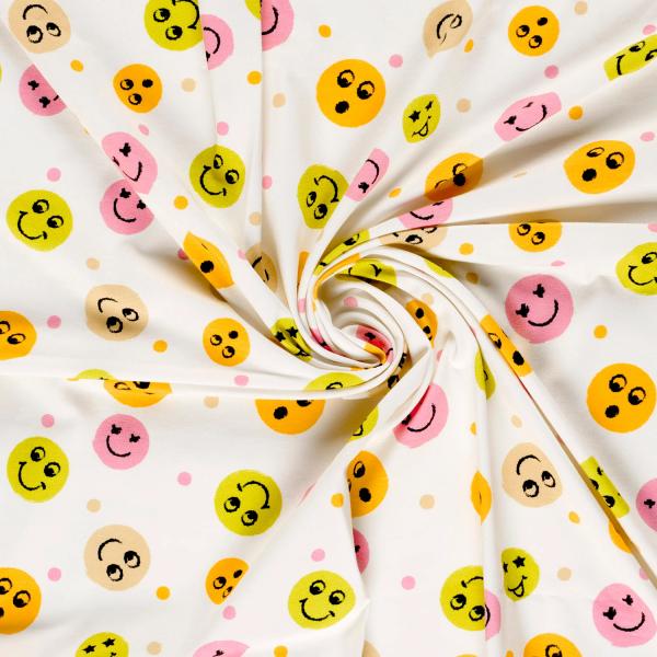 0,50 MTR. ♥ SMILEY COLOURFUL ROSA JERSEY ♥