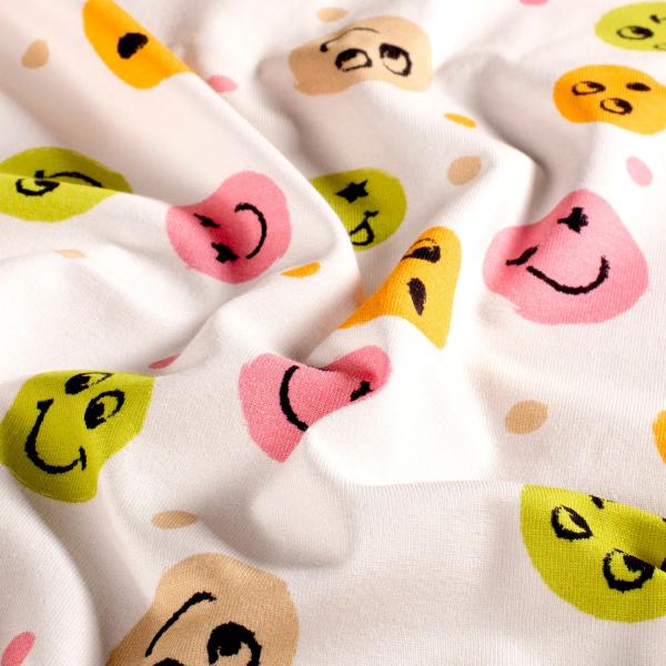 0,50 MTR. ♥ SMILEY COLOURFUL ROSA JERSEY ♥