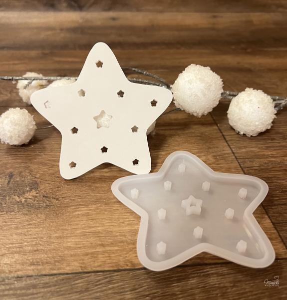 1 Stück ♥ GIESSFORM SILIKON WEIHNACHTS STERN VORDERSEITE FÜR LED ♥