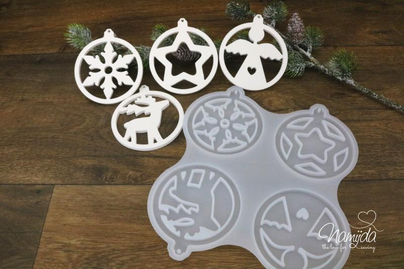 1 STÜCK ♥ GIESSFORM SILIKON WEIHNACHTS ANHÄNGER VORDERSEITE FÜR LED ♥
