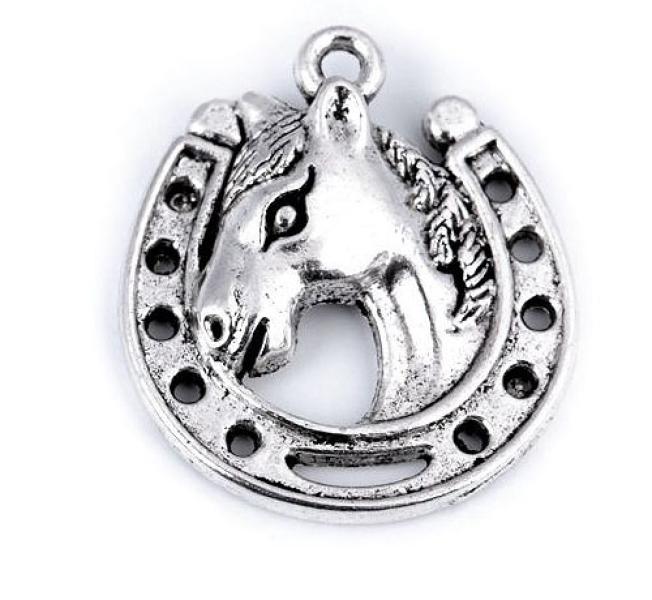 1 Stück - PFERD HUFEISEN ANHäNGER - SiLBER - 18x21mm