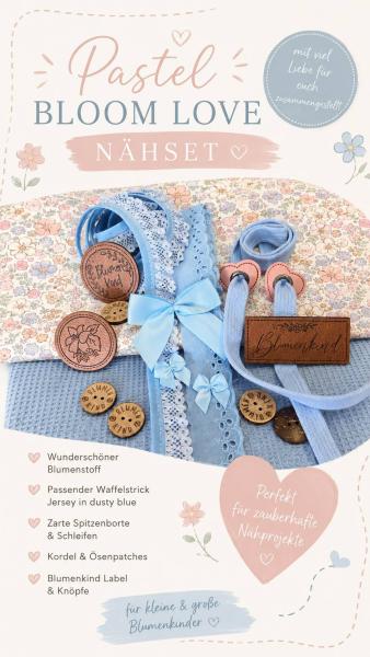 0,50 MTR. ♥ NÄHSET PASTEL BLOOM LOVE JERSEY /WAFFELSTRICK JERSEY ♥