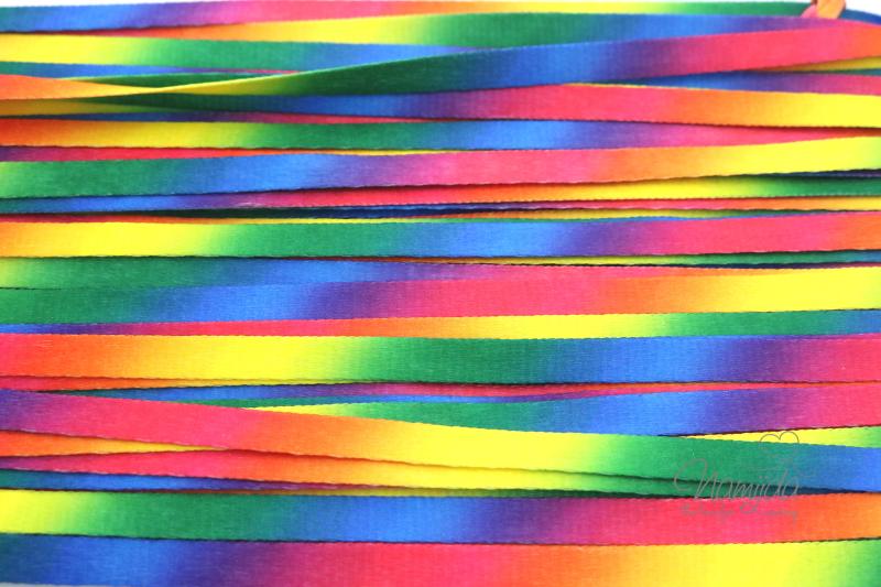1 MTR. ♥Rainbow Hoodieband - flach -  LILA/BLAU/GELB - 1 cm♥