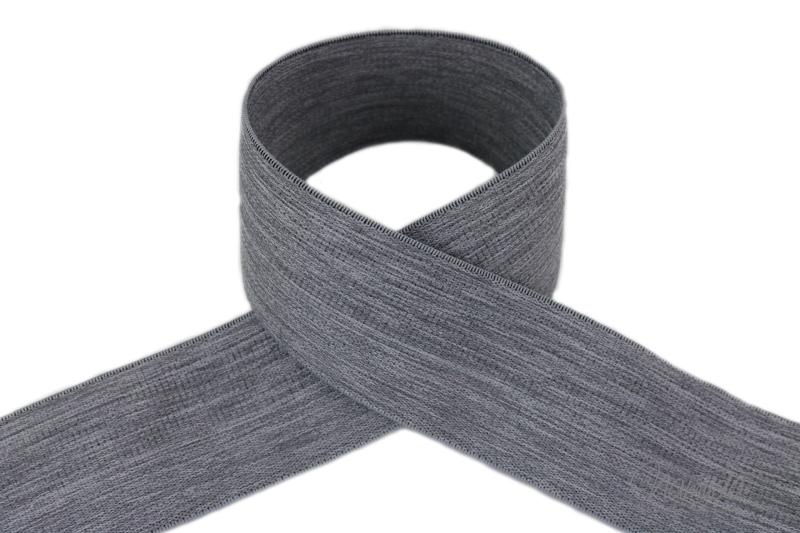1 MTR. Soft Glitzer Gummiband 40mm GRAU MELIERT