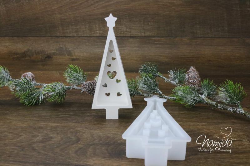 1 Stück ♥ GIESSFORM SILIKON WEIHNACHTS BAUM MIT HERZEN ♥