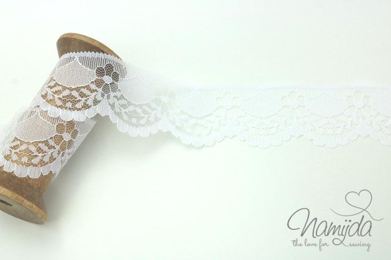 1 MTR. ♥  SPITZENBORTE FLEUR - WEISS - 4cm ♥