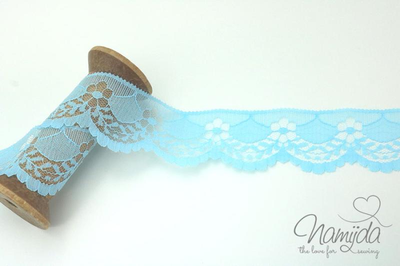 1 MTR. ♥  SPITZENBORTE FLEUR - TÜRKIS - 4cm ♥